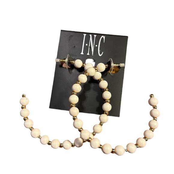 I.n.c. International Concepts Gold-Tone Large Color Bead C-Hoop Earrings, 2.8" - Picture 3 of 4